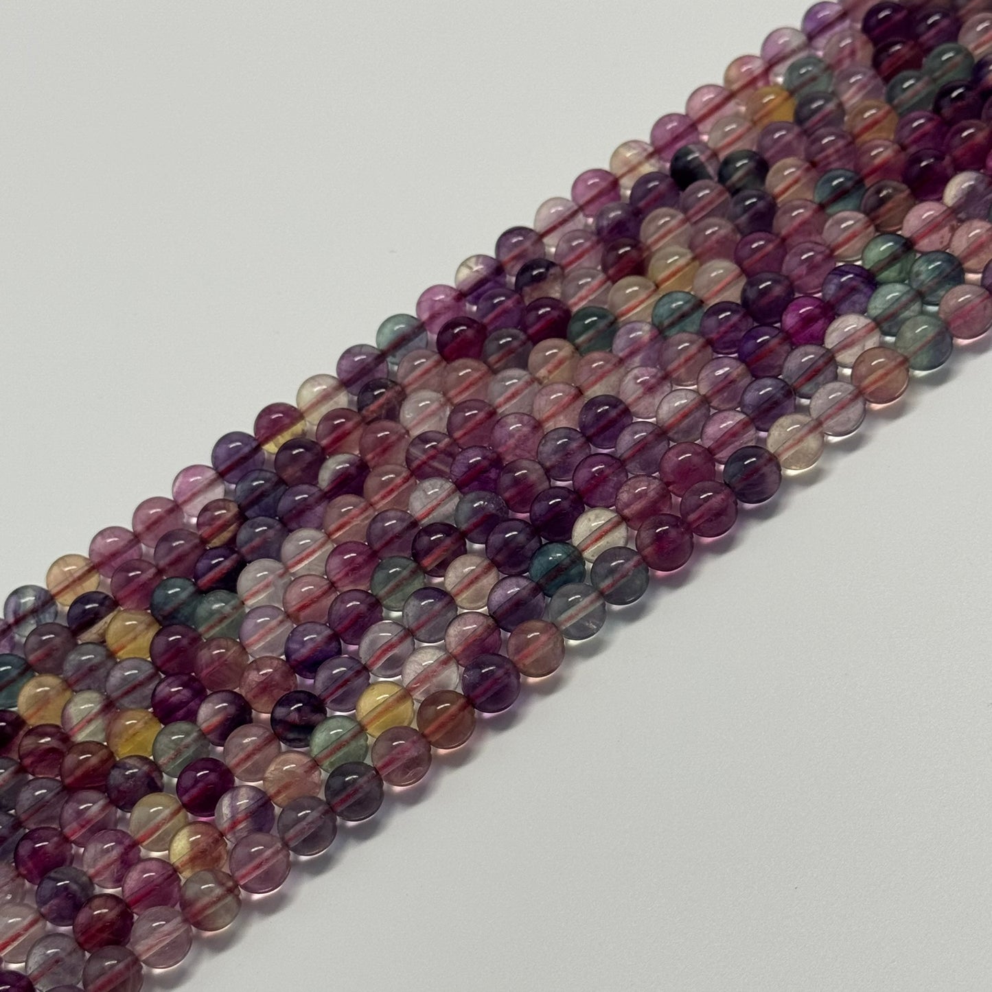 Fluorite Rainbow Pink Polished Round Gemstone Beads (AA Quality)
