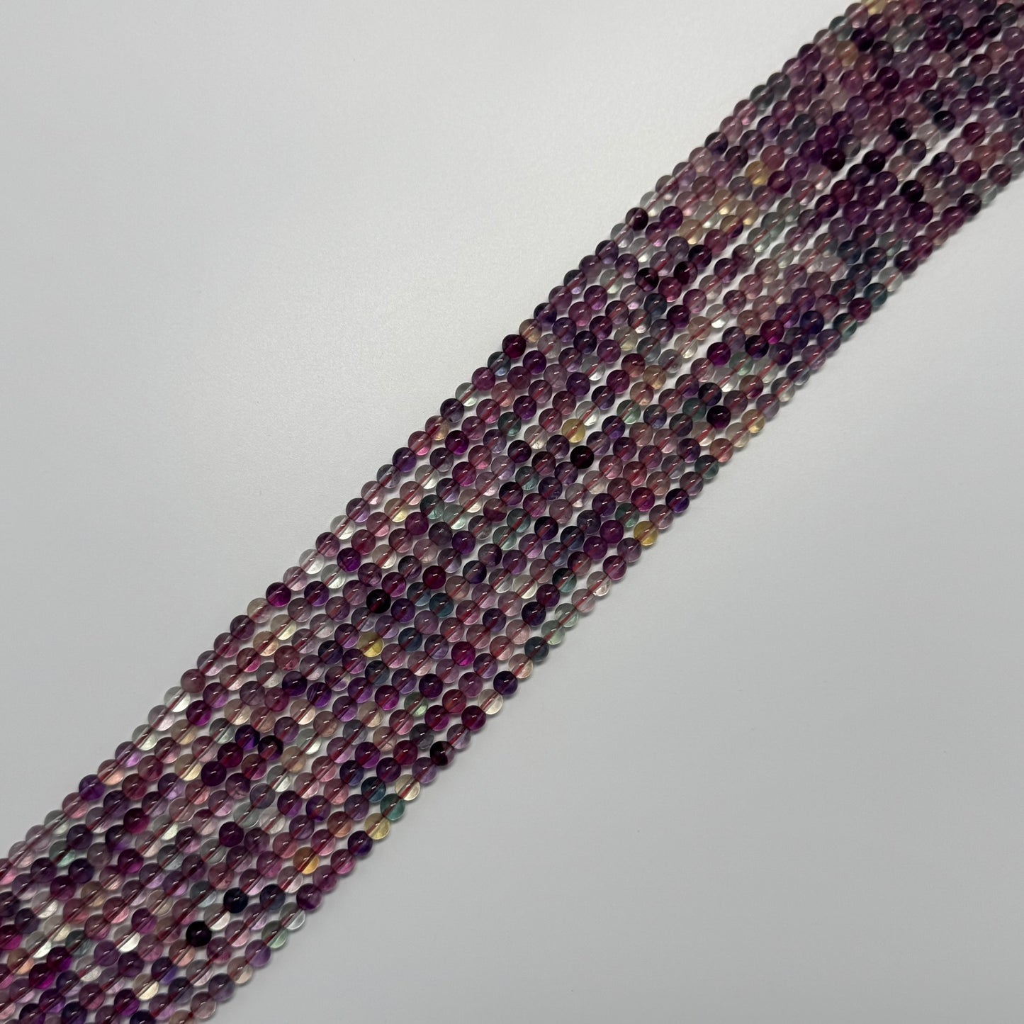 Fluorite Rainbow Pink Polished Round Gemstone Beads (AA Quality)