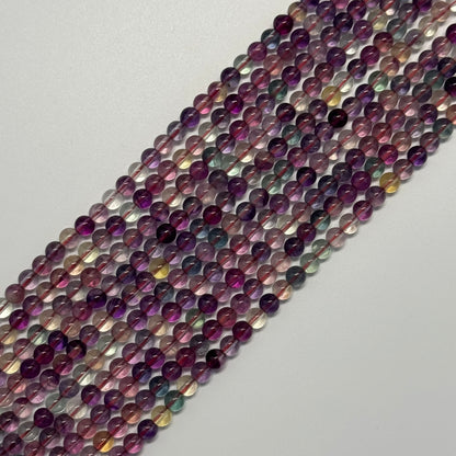 Fluorite Rainbow Pink Polished Round Gemstone Beads (AA Quality)