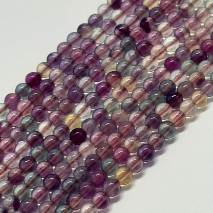 Fluorite Rainbow Pink Polished Round Gemstone Beads (AA Quality)