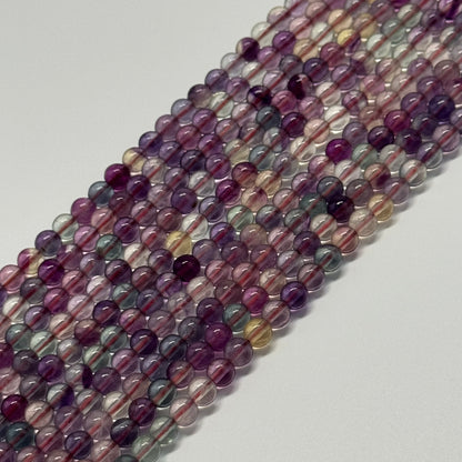 Fluorite Rainbow Pink Polished Round Gemstone Beads (AA Quality)