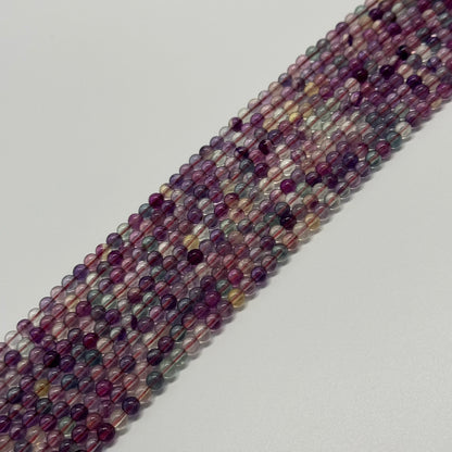 Fluorite Rainbow Pink Polished Round Gemstone Beads (AA Quality)