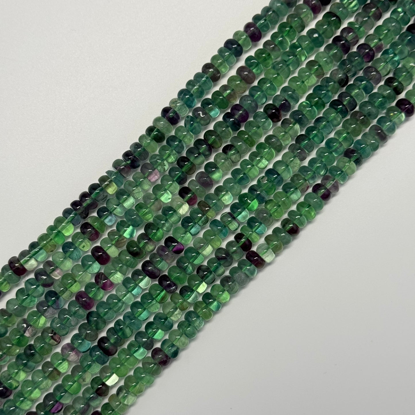Fluorite Rainbow Polished Rondelle Gemstone Beads (A Quality)