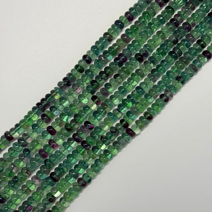 Fluorite Rainbow Polished Rondelle Gemstone Beads (A Quality)