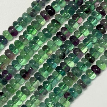 Fluorite Rainbow Polished Rondelle Gemstone Beads (A Quality)