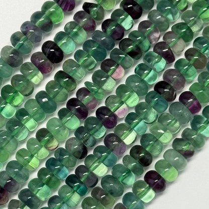 Fluorite Rainbow Polished Rondelle Gemstone Beads (A Quality)