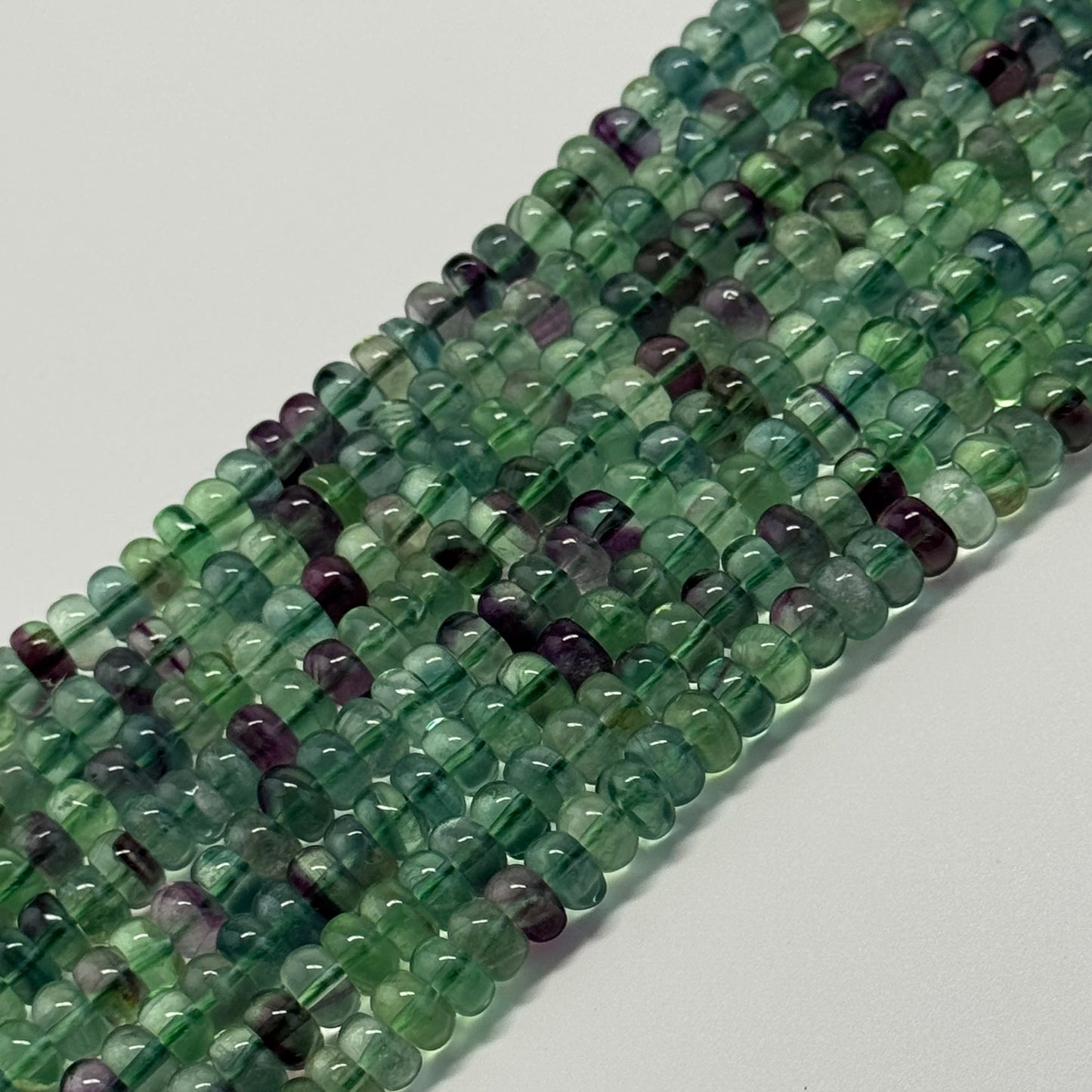 Fluorite Rainbow Polished Rondelle Gemstone Beads (A Quality)