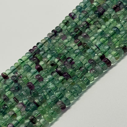 Fluorite Rainbow Polished Rondelle Gemstone Beads (A Quality)