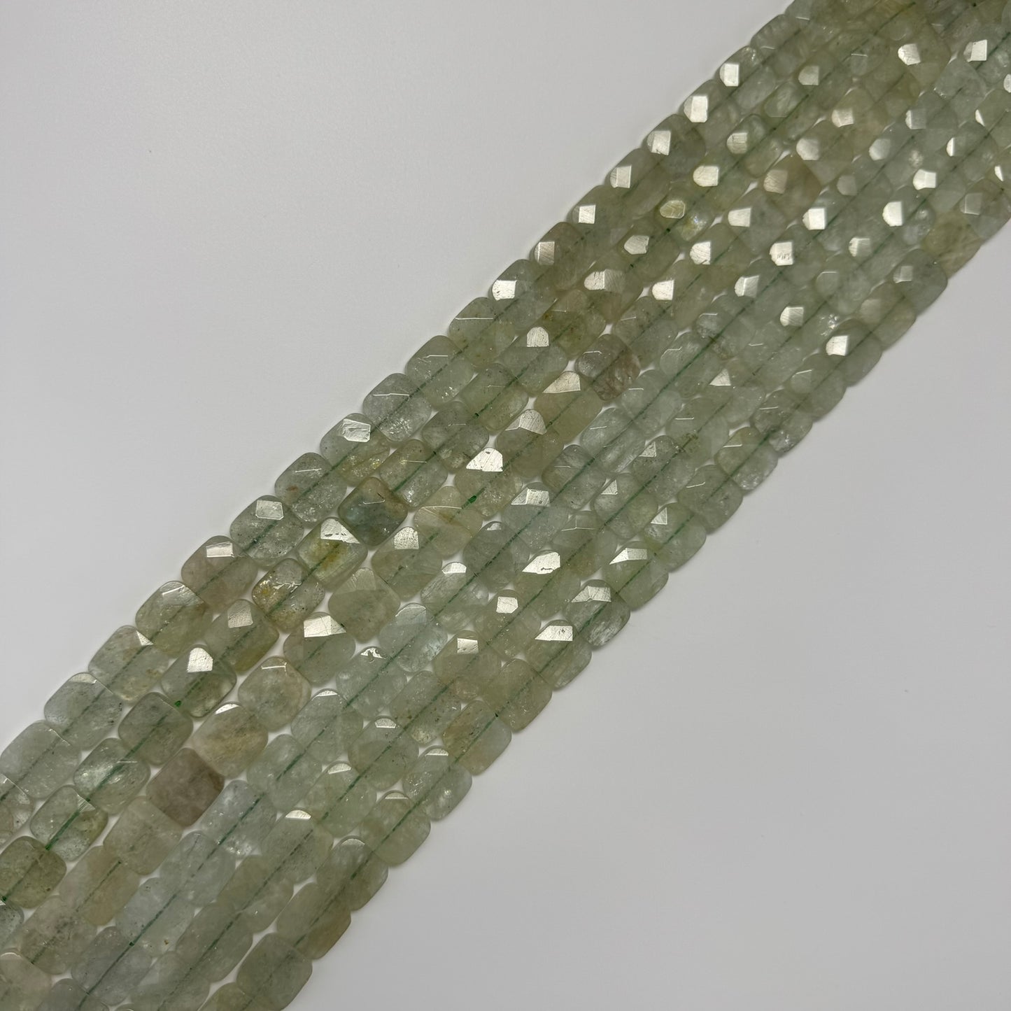 Aquamarine Faceted Square Beads