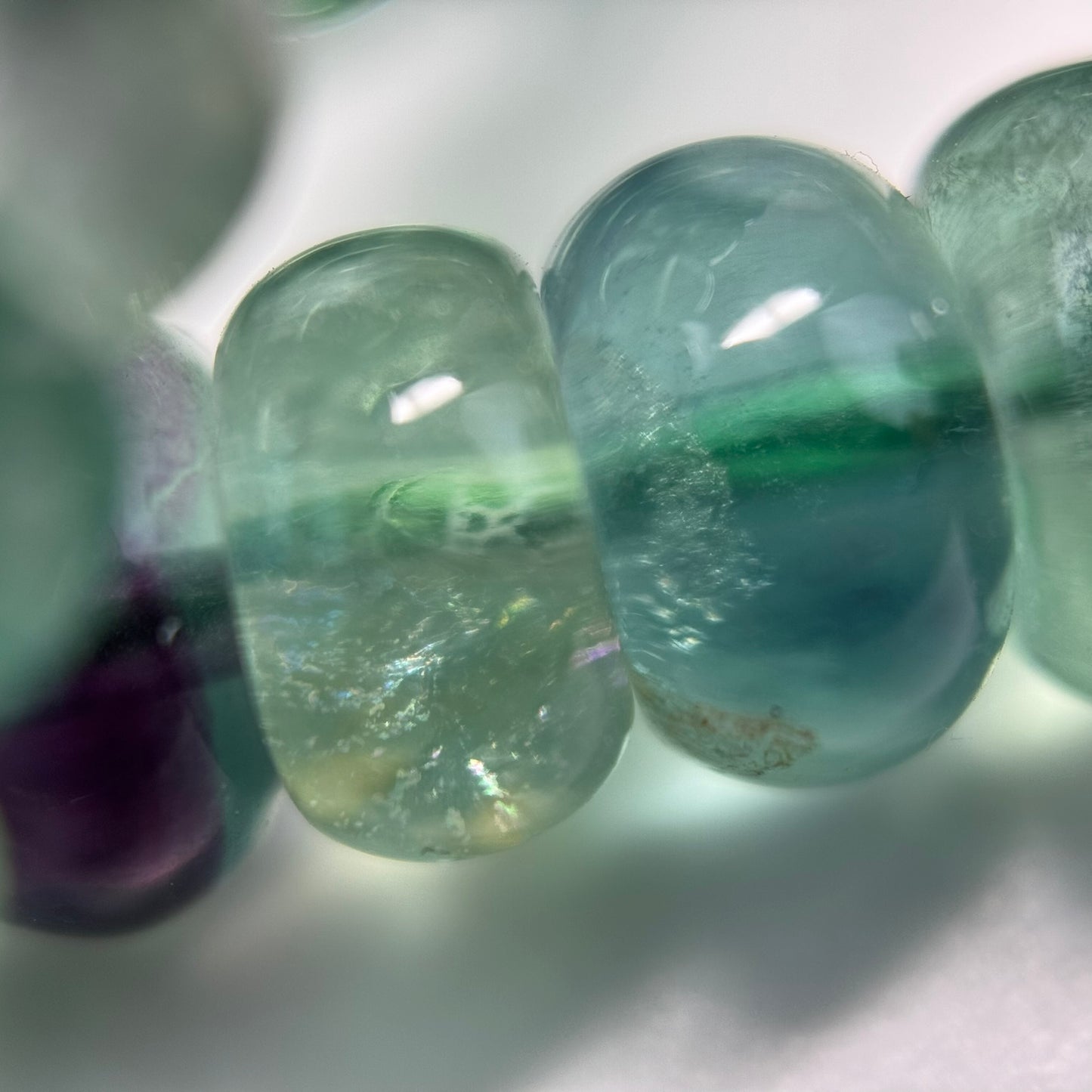 Fluorite Rainbow Polished Rondelle Gemstone Beads (A Quality)