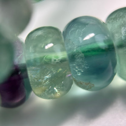 Fluorite Rainbow Polished Rondelle Gemstone Beads (A Quality)