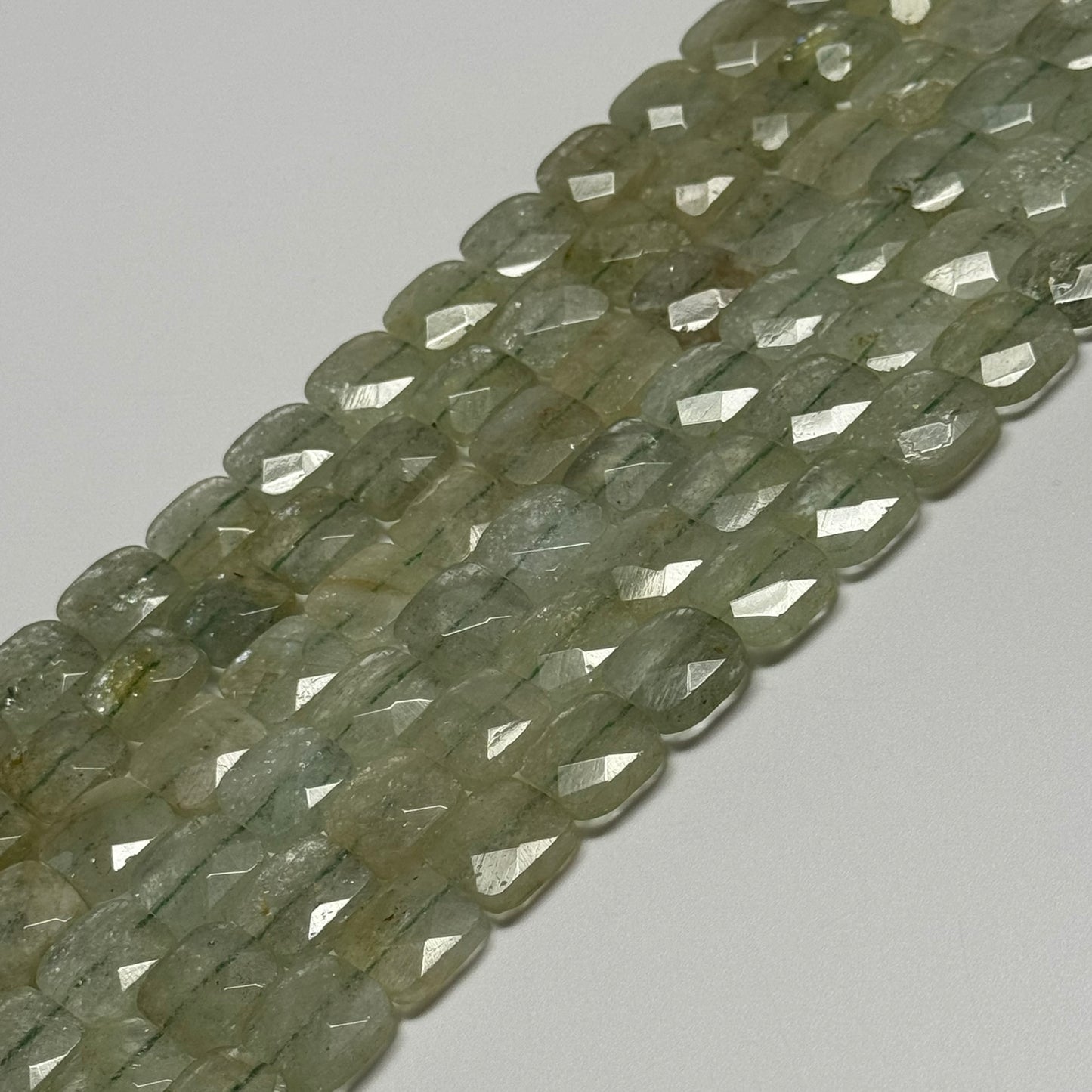 Aquamarine Faceted Square Beads