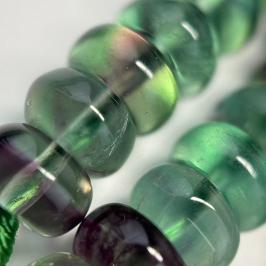 Fluorite Rainbow Polished Rondelle Gemstone Beads (A Quality)