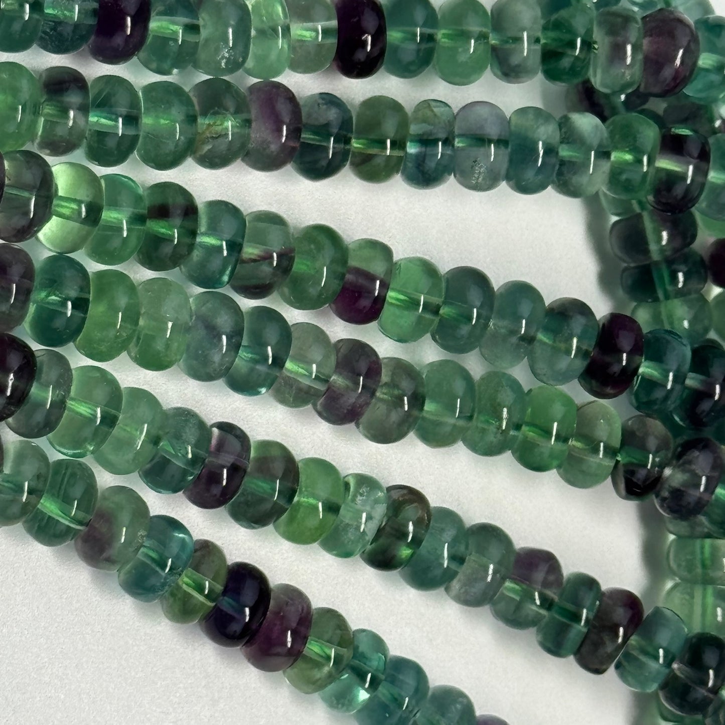 Fluorite Rainbow Polished Rondelle Gemstone Beads (A Quality)