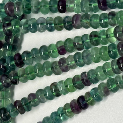 Fluorite Rainbow Polished Rondelle Gemstone Beads (A Quality)