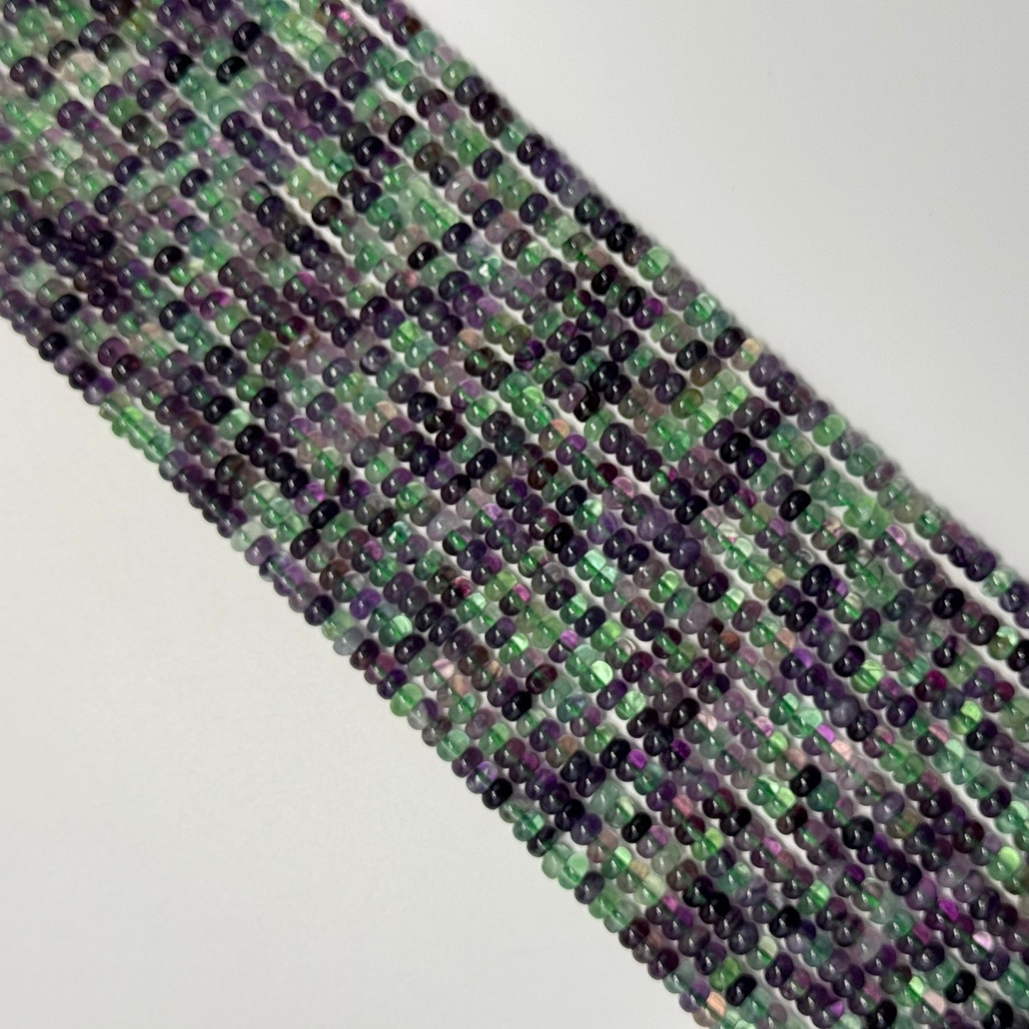 Fluorite Rainbow Polished Rondelle Gemstone Beads (A Quality)