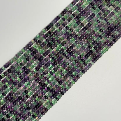 Fluorite Rainbow Polished Rondelle Gemstone Beads (A Quality)