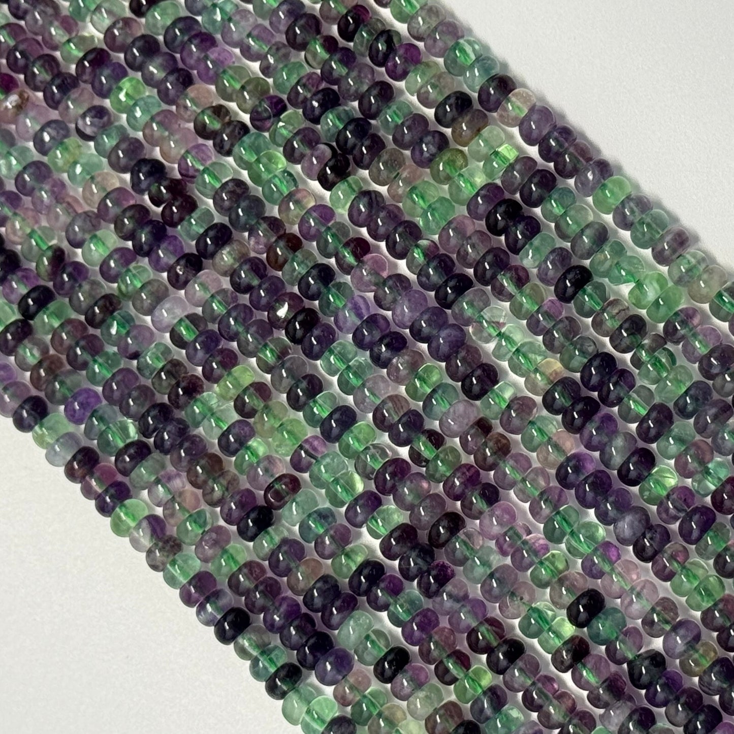 Fluorite Rainbow Polished Rondelle Gemstone Beads (A Quality)