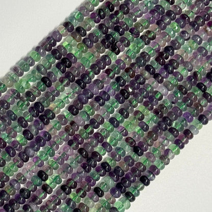 Fluorite Rainbow Polished Rondelle Gemstone Beads (A Quality)
