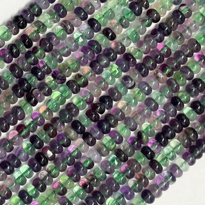 Fluorite Rainbow Polished Rondelle Gemstone Beads (A Quality)