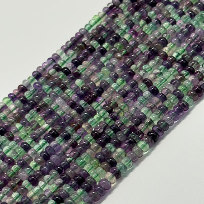 Fluorite Rainbow Polished Rondelle Gemstone Beads (A Quality)