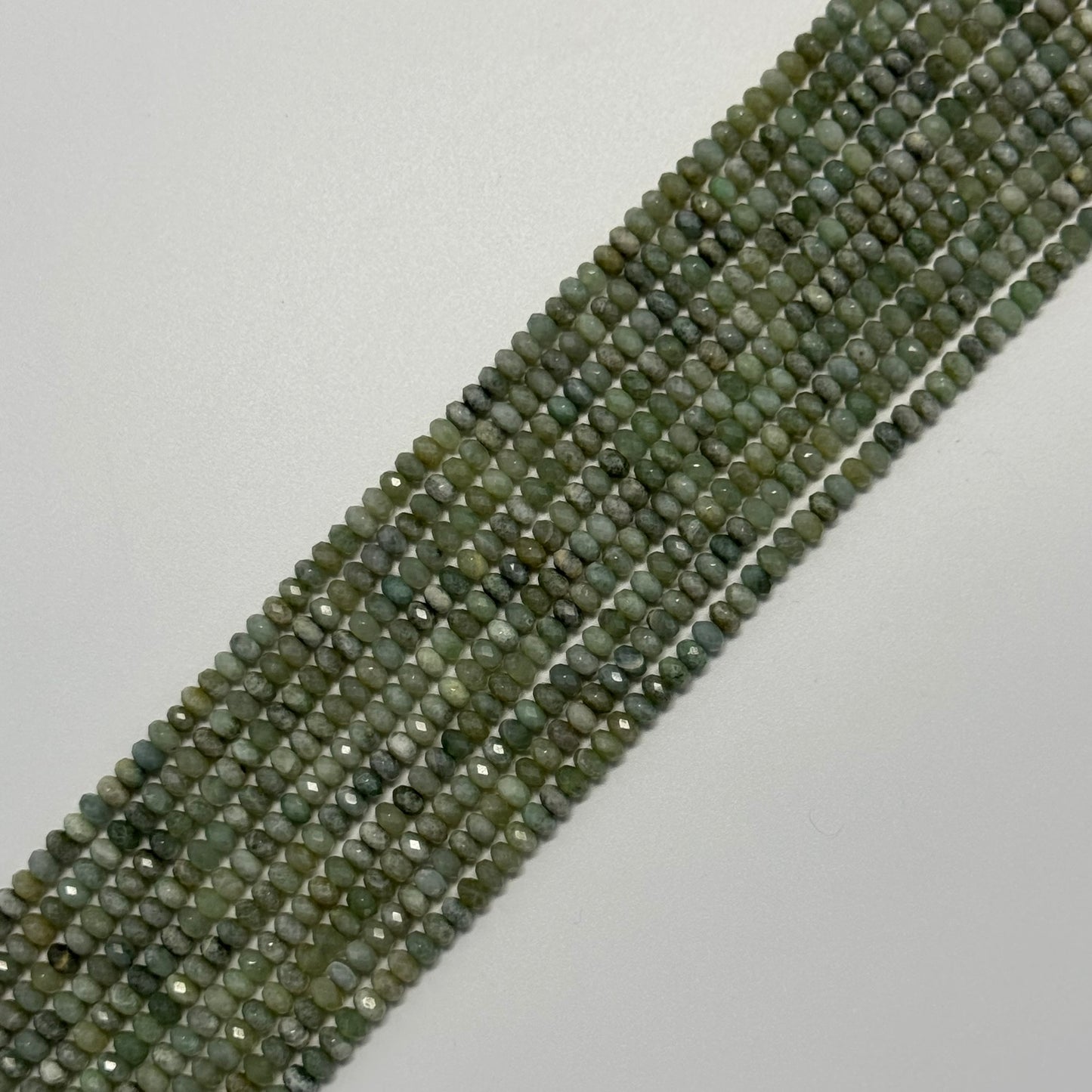 Burmese Jade Faceted Rondelle Gemstone Beads