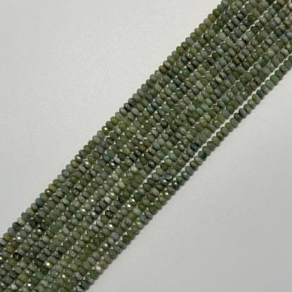 Burmese Jade Faceted Rondelle Gemstone Beads