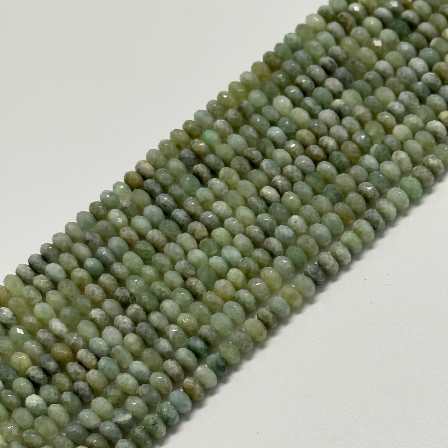 Burmese Jade Faceted Rondelle Gemstone Beads