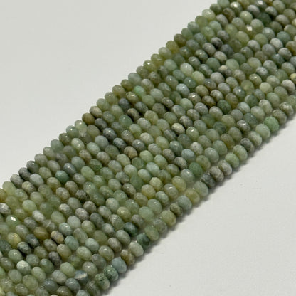 Burmese Jade Faceted Rondelle Gemstone Beads