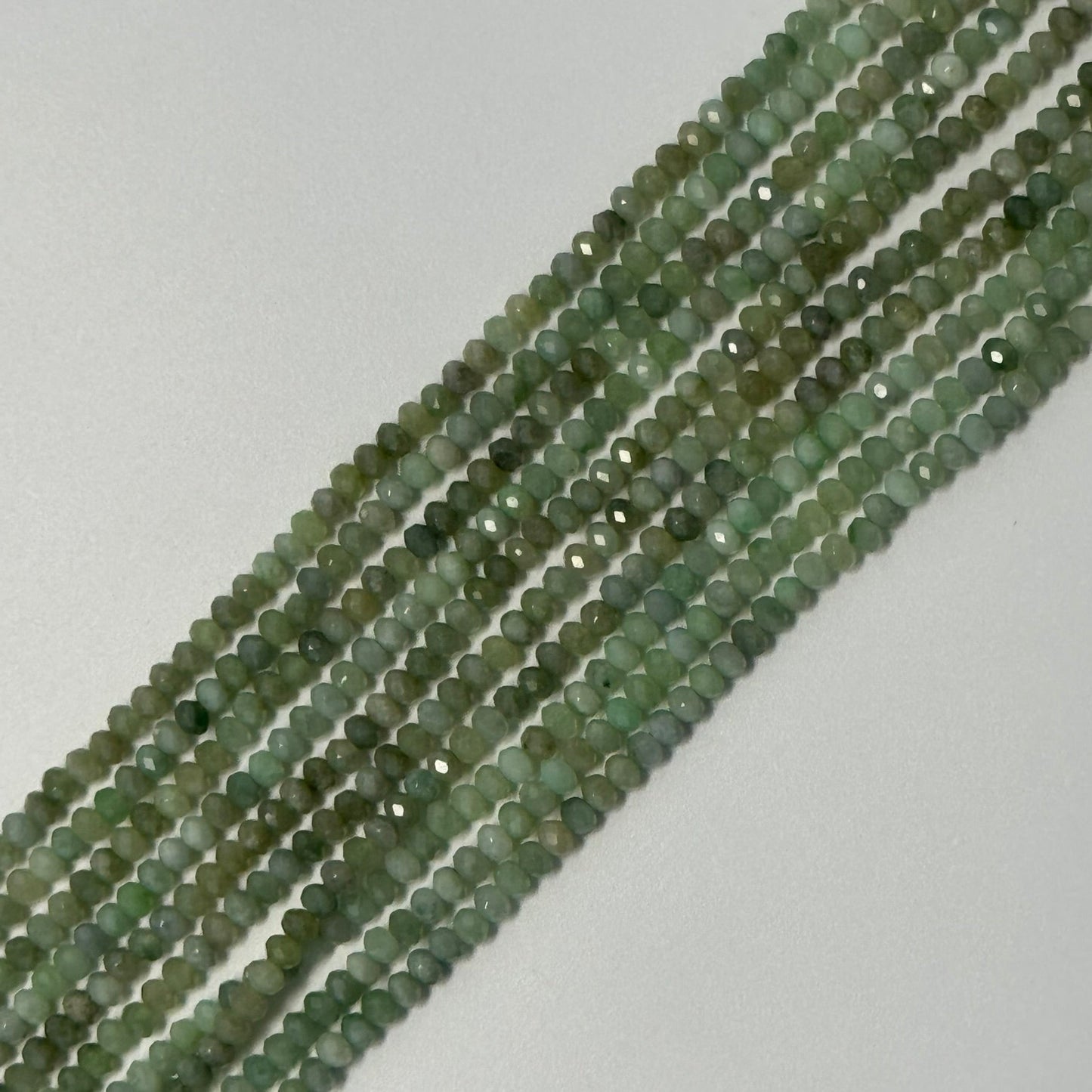 Burmese Jade Faceted Rondelle Gemstone Beads