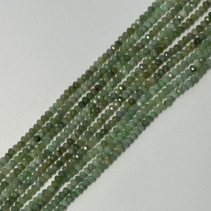 Burmese Jade Faceted Rondelle Gemstone Beads