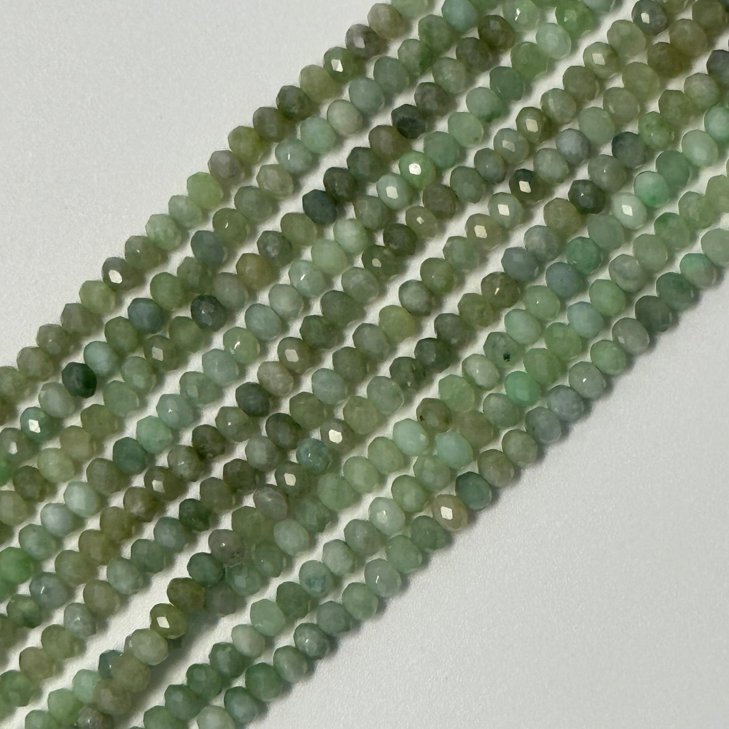 Burmese Jade Faceted Rondelle Gemstone Beads