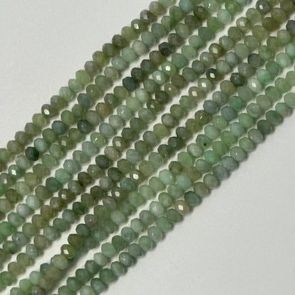 Burmese Jade Faceted Rondelle Gemstone Beads