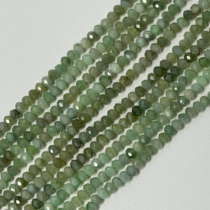 Burmese Jade Faceted Rondelle Gemstone Beads