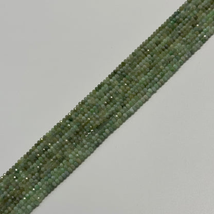Burmese Jade Faceted Rondelle Gemstone Beads