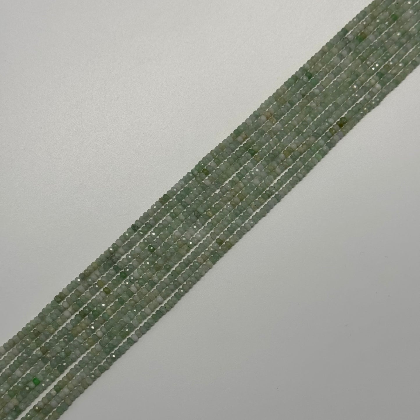 Burmese Jade Faceted Rondelle Gemstone Beads