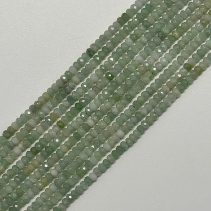 Burmese Jade Faceted Rondelle Gemstone Beads