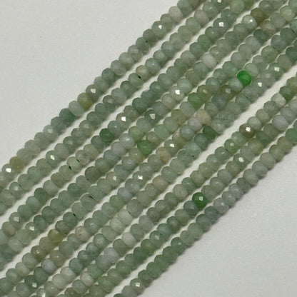 Burmese Jade Faceted Rondelle Gemstone Beads
