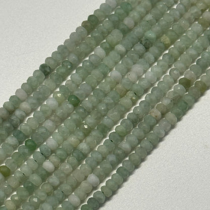 Burmese Jade Faceted Rondelle Gemstone Beads