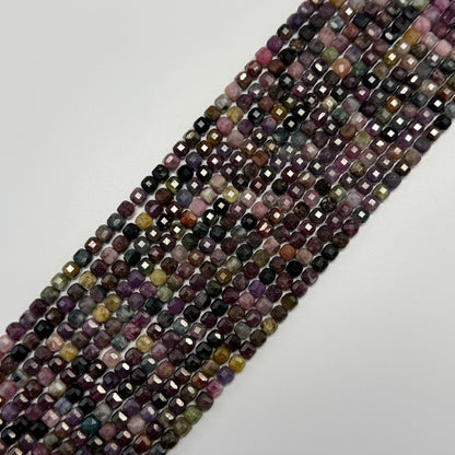 Multicolor Tourmaline Square Beads