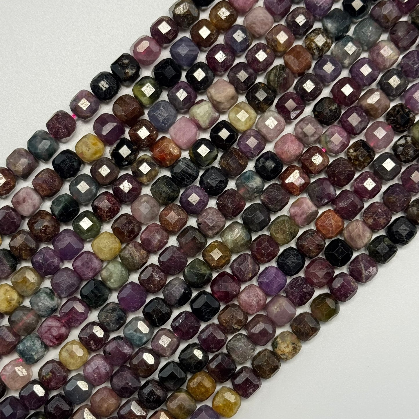 Multicolor Tourmaline Square Beads