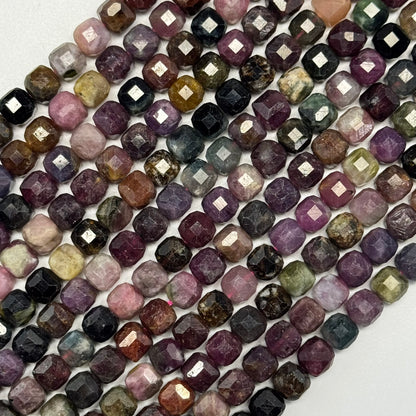 Multicolor Tourmaline Square Beads