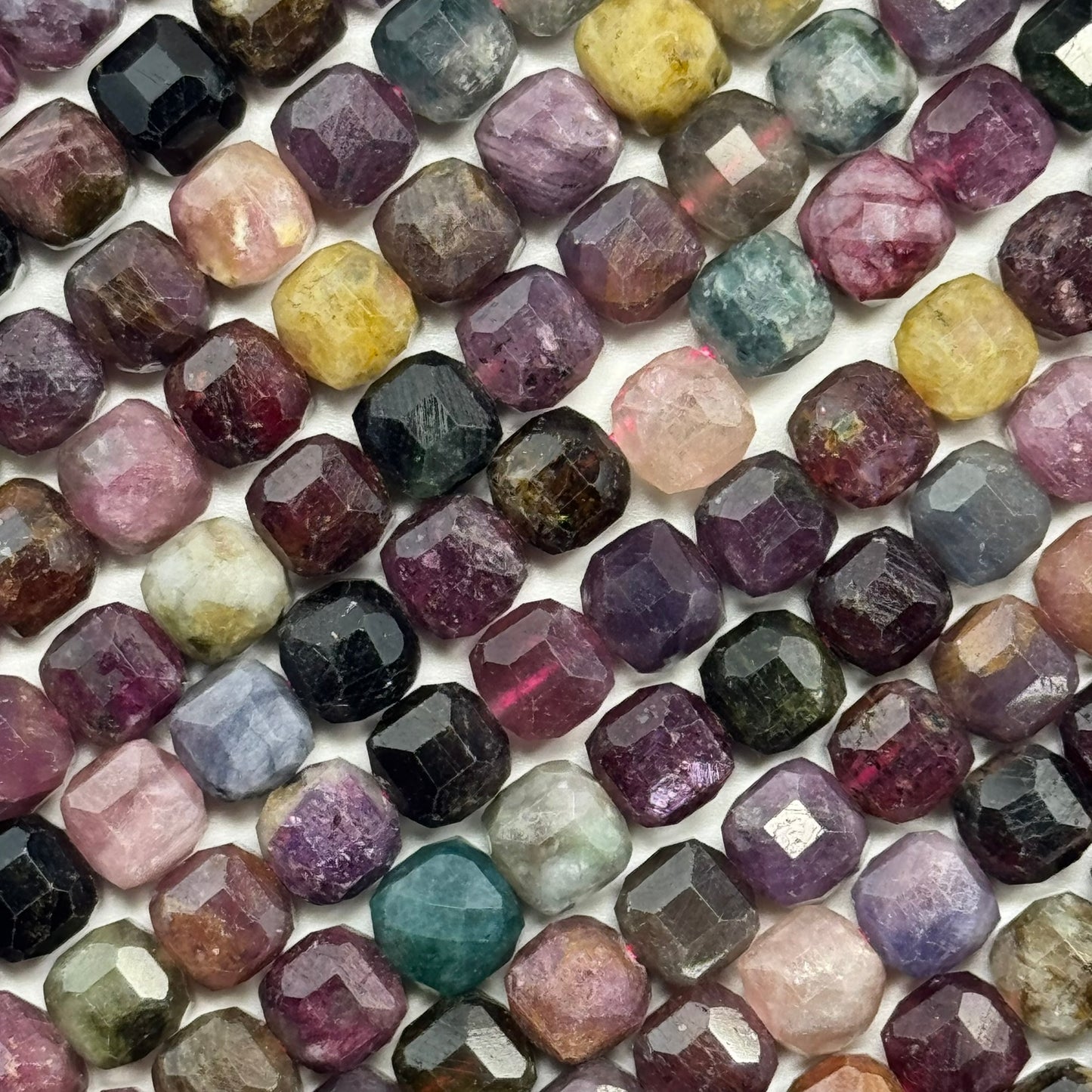 Multicolor Tourmaline Square Beads