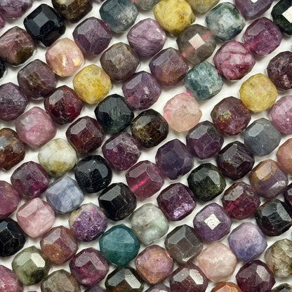 Multicolor Tourmaline Square Beads