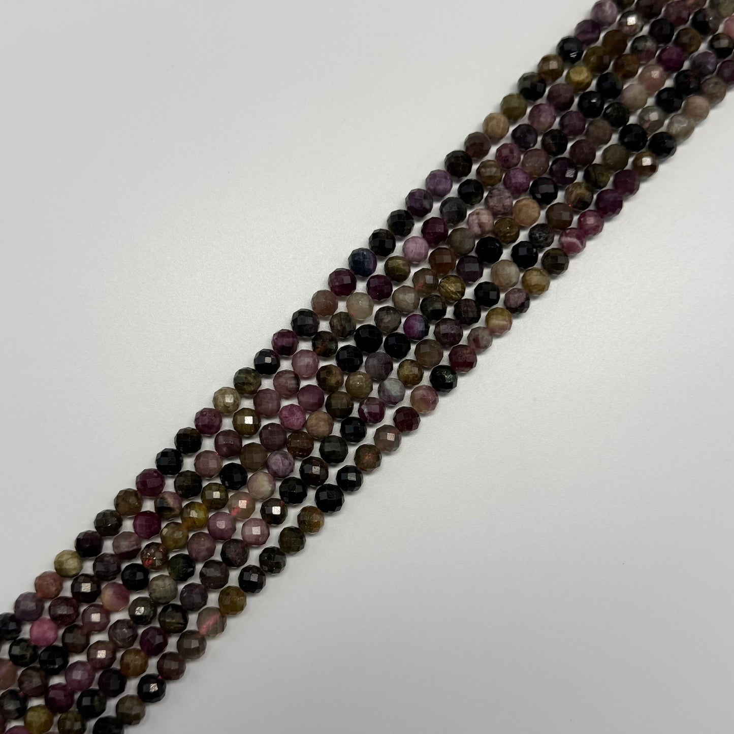 Tourmaline Multicolor Faceted Round Gemstone Beads