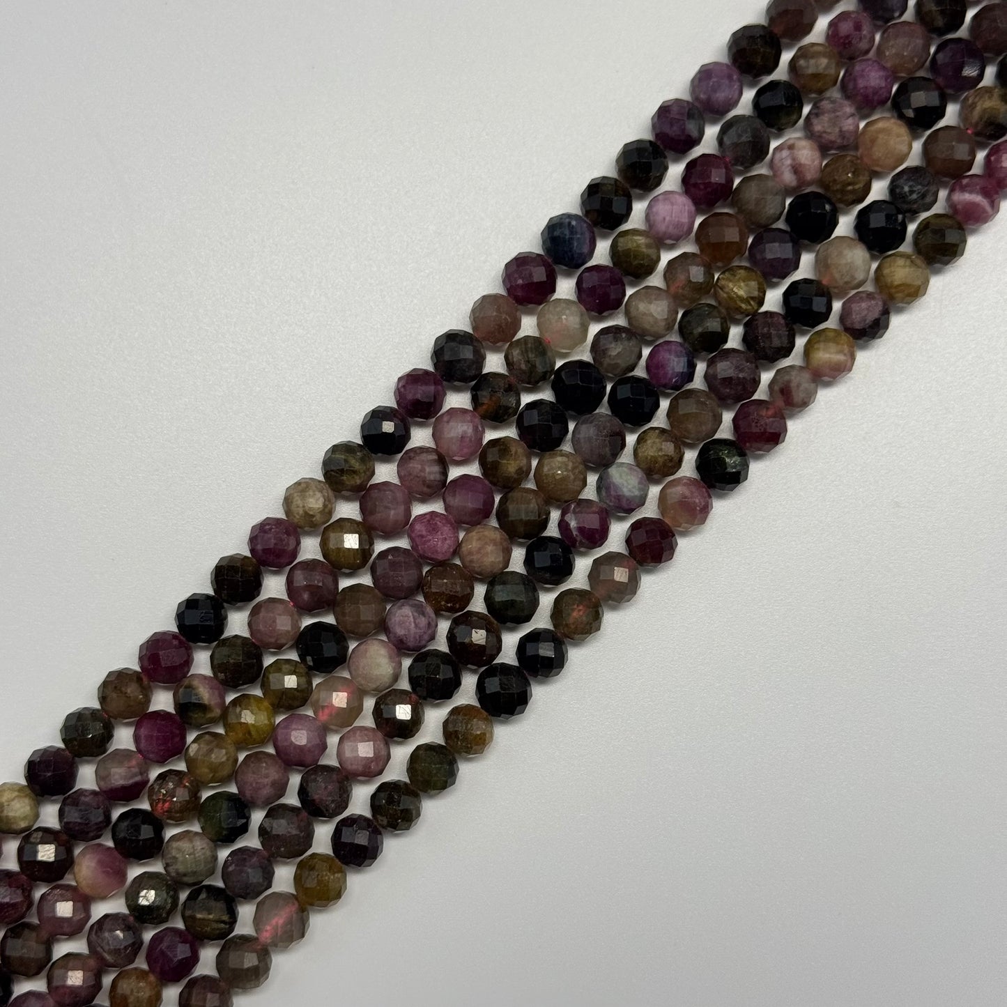 Tourmaline Multicolor Faceted Round Gemstone Beads