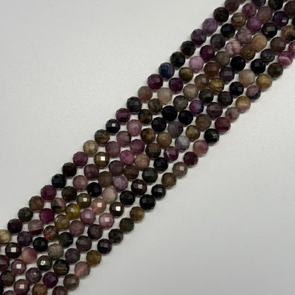Tourmaline Multicolor Faceted Round Gemstone Beads