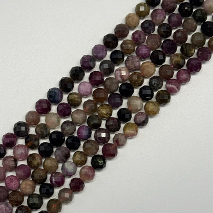 Tourmaline Multicolor Faceted Round Gemstone Beads