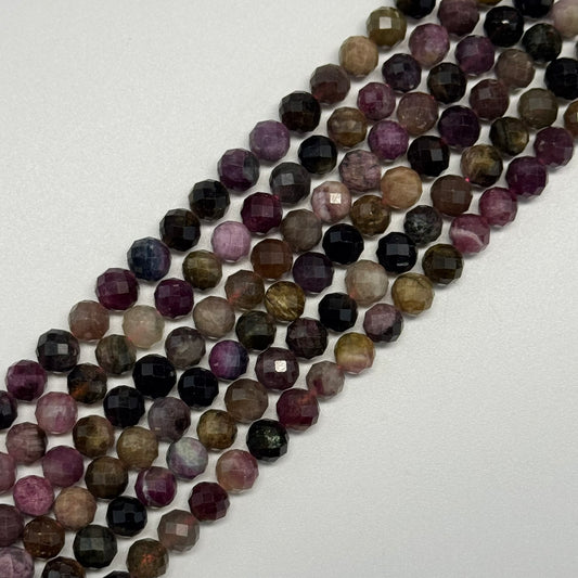 Tourmaline Multicolor Faceted Round Gemstone Beads