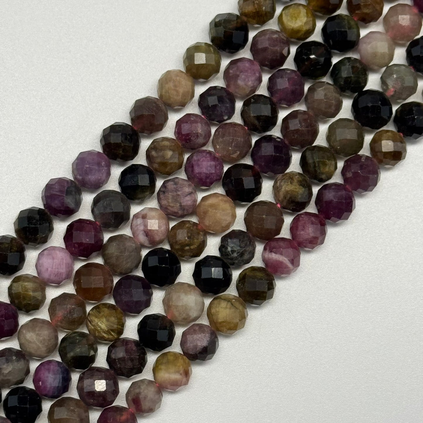 Tourmaline Multicolor Faceted Round Gemstone Beads
